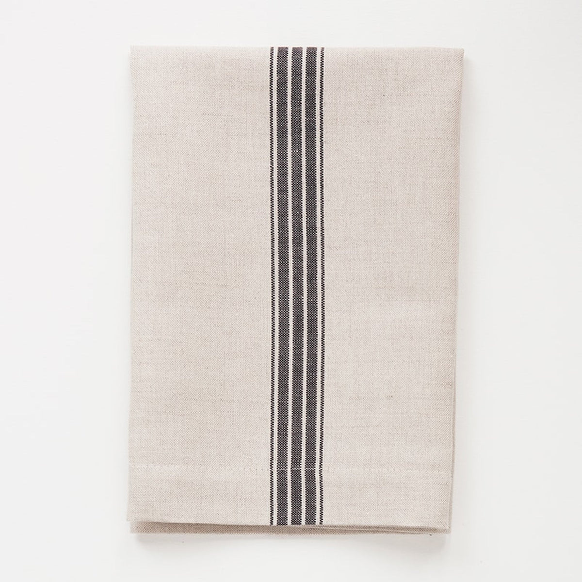 Natural and French navy striped linen-cotton napkins, folded set