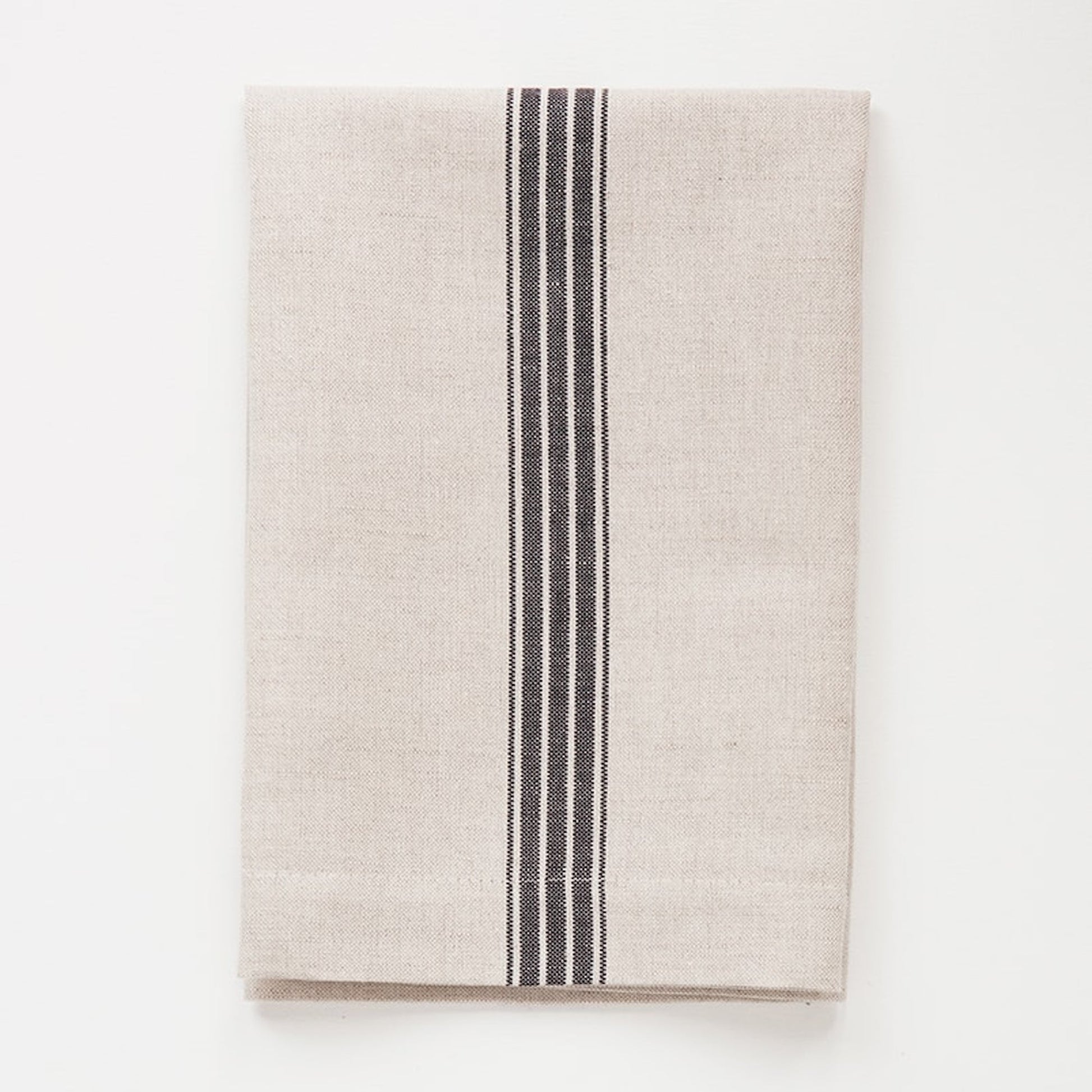 Natural and French navy striped linen-cotton napkins, folded set