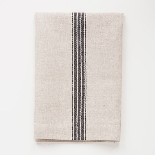 Natural and French navy striped linen-cotton napkins, folded set