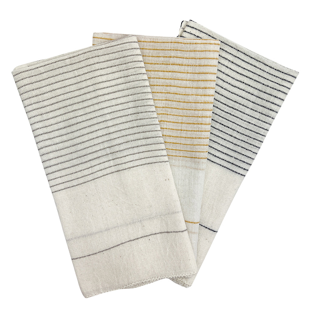 Striped handwoven cotton napkins, Ethiopian handloom weave, folded