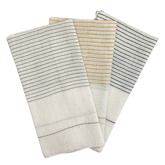 Striped handwoven cotton napkins, Ethiopian handloom weave, folded