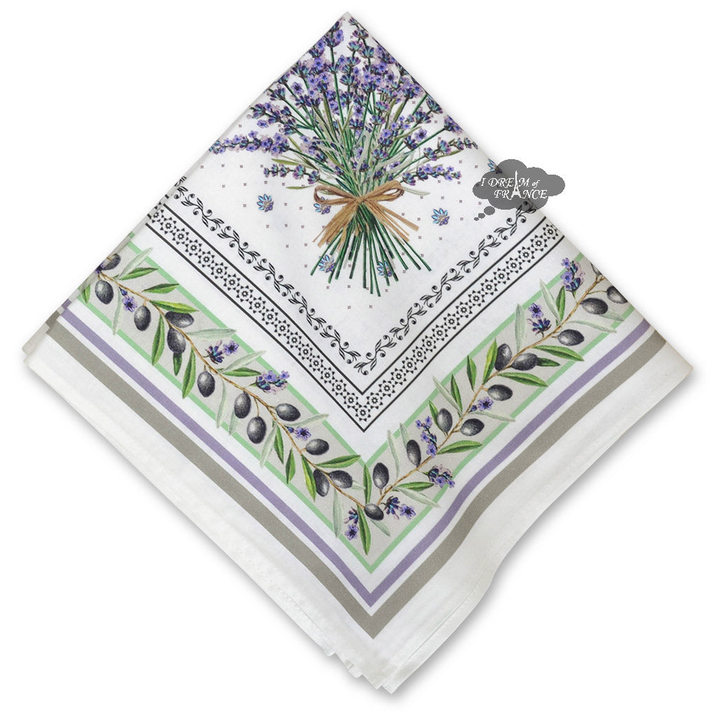 Ecru cotton napkin with soft Provençal pattern, French countryside style