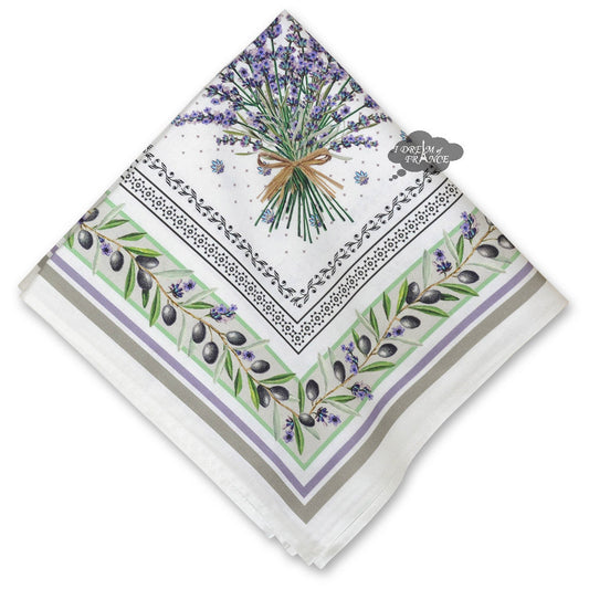 Ecru cotton napkin with soft Provençal pattern, French countryside style